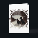 Cartão De Festividades Scotties em Surreal Winter Night<br><div class="desc">O design de Terrier de Natal criou do meu trabalho artístico original e está disponível em roupas, novidade e presentes para você mesmo, ou para aquela pessoa especial do Terrier escocês que você conhece! Quer um produto diferente? Basta ir para a página do produto e clicar em Transferir este Design...</div>