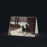 Cartão De Festividades Scotties em Surreal Winter Night<br><div class="desc">O design de Terrier de Natal criou do meu trabalho artístico original e está disponível em roupas, novidade e presentes para você mesmo, ou para aquela pessoa especial do Terrier escocês que você conhece! Quer um produto diferente? Basta ir para a página do produto e clicar em Transferir este Design...</div>