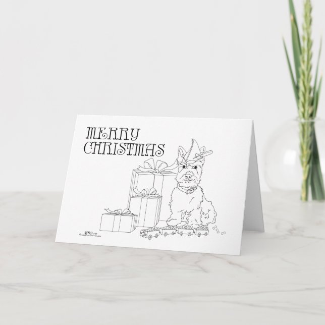 Cartão De Festividades Scottish Terrier Christmas (Frente)