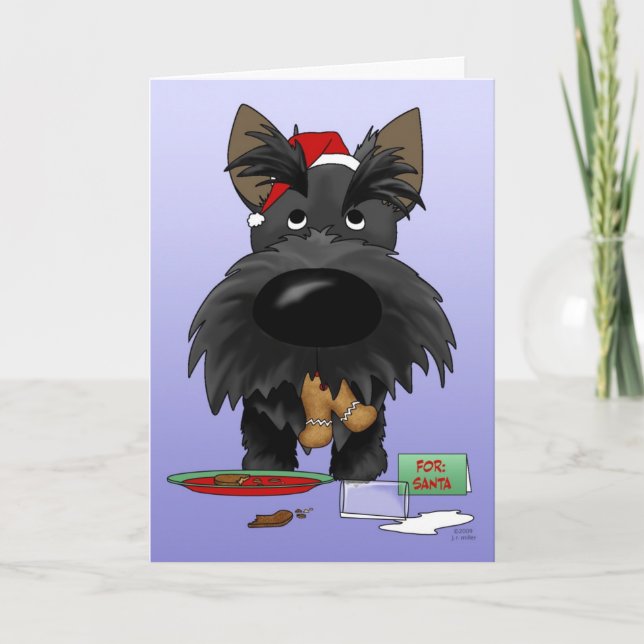Cartão De Festividades Scottish Terrier Christmas (Frente)