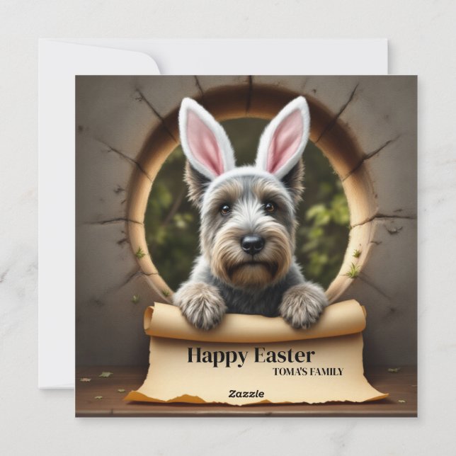 Cartão De Festividades Scottish Terrier dog - com Family Name (Verso)