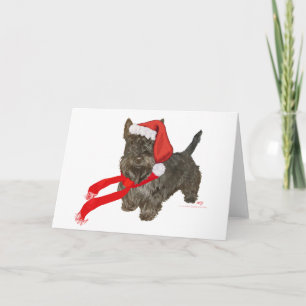 Cartão De Festividades Scottish Terrier é o assistente dos Papais noeis