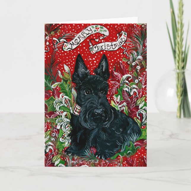 Cartão De Festividades Scottish Terrier Xmas (Frente)