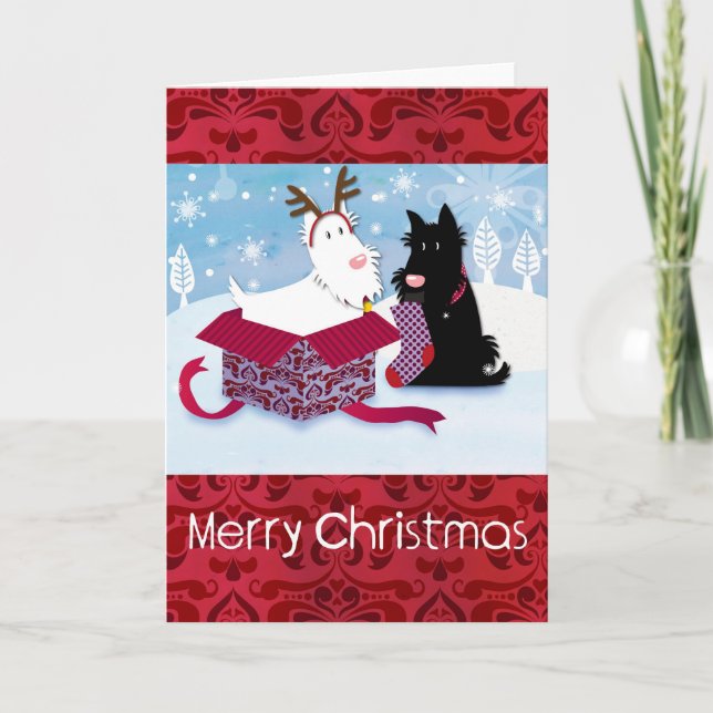 Cartão De Festividades Scotty Dog Christmas Card (Frente)