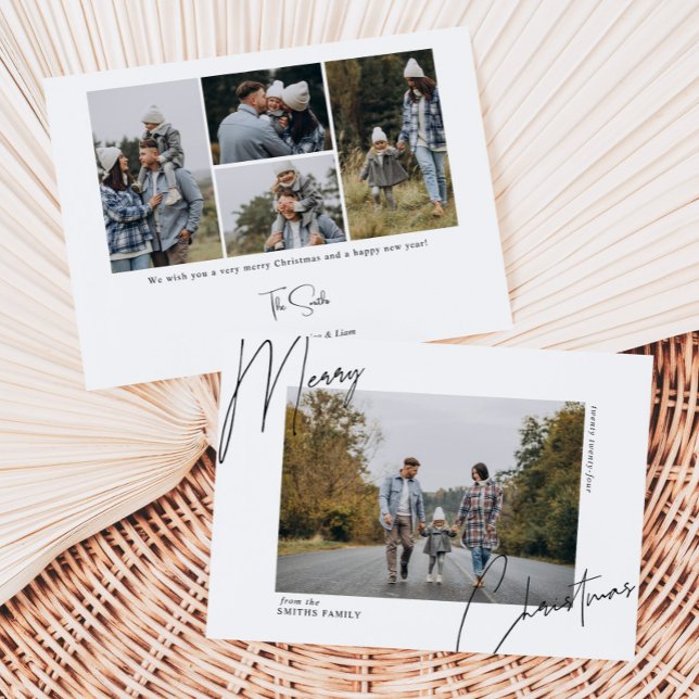 Cartão De Festividades Script Calliographic Retrair Foto de Natal (Criador carregado)