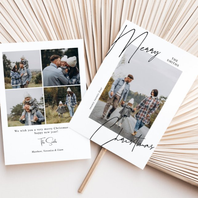 Cartão De Festividades Script Calliographic Retrair Foto de Natal (Criador carregado)