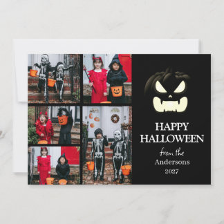 Cartão De Festividades Script de Abóbora Assustadora Moderna Halloween 5