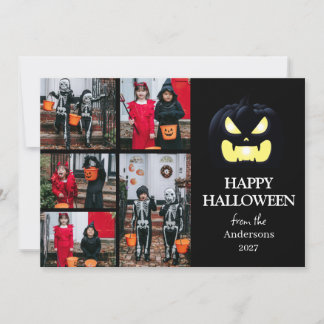 Cartão De Festividades Script de Abóbora Assustadora Moderna Halloween 5