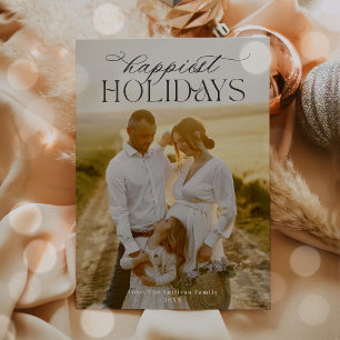 Cartão De Festividades Script de Caligrafia Simples Foto Moderna Minimali