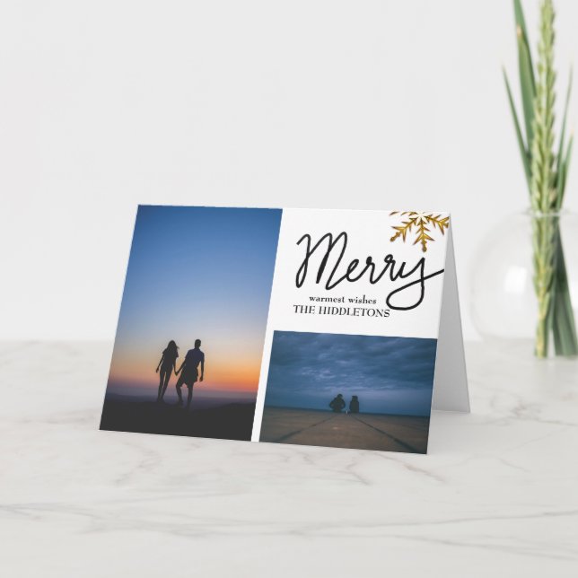 Cartão De Festividades Script de Feriado Manuscrito de feliz - Duas Fotog (Frente)