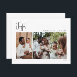 Cartão De Festividades Script de Natal Moderno - 3 Foto alegre<br><div class="desc">Este moderno roteiro de Natal, alegre cartão de feriado de três fotos, é perfeito para seu chique minimalista, preto e branco. A caligrafia manuscrita branca é delicada e rústica enquanto permanece elegante e elegante. A design reflete um simples dia de inverno todo-branco e evoca memórias de uma vida mais simplista....</div>