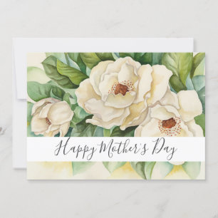 Cartão De Festividades Script de Nome Floral Magnolia do Dia de as mães 