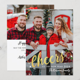 Cartão De Festividades Script Dourado aplaude a Foto do Ano Novo 2