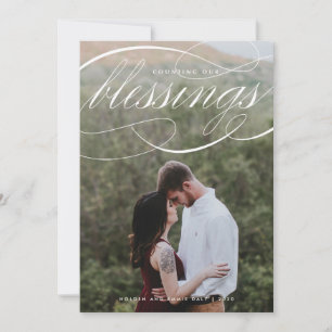 Cartão De Festividades Script Elegante Contando Nossa Foto De Bençãos
