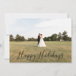 Cartão De Festividades Script Happy Holidays Photo Card