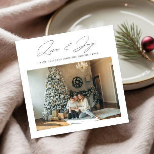 Cartão De Festividades Script Love & Joy Modern Family Foto de Natal