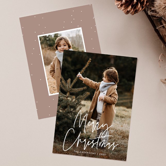 Cartão De Festividades Script manuscrito Feliz Natal 2 Foto (Criador carregado)