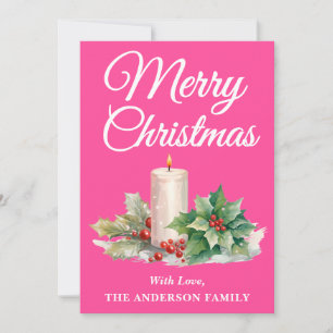 Cartão De Festividades Script Minimalista Feliz Natal Rosa Quente