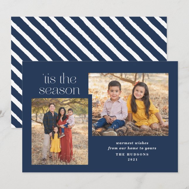 Cartão De Festividades Script Moderno É A Hol Fotográfica Da Caligrafia D (Frente/Verso)