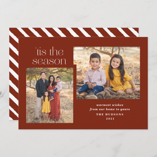 Cartão De Festividades Script Moderno É A Hol Fotográfica Da Caligrafia D (Frente/Verso)