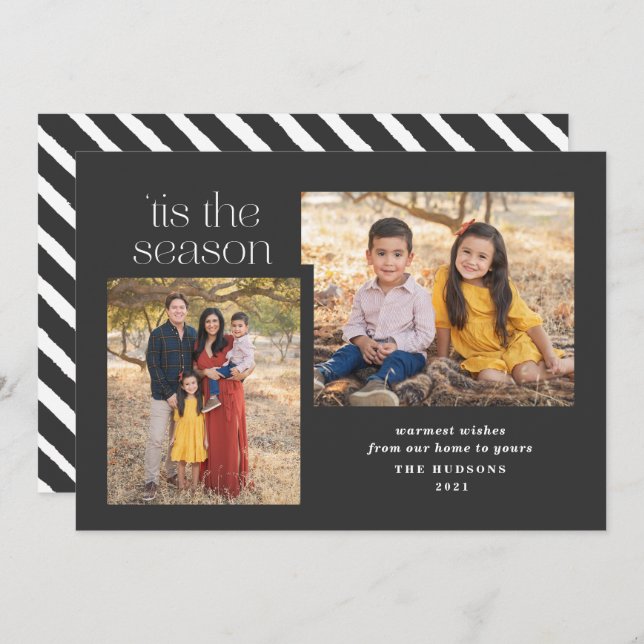 Cartão De Festividades Script Moderno Esta Foto Da Caligrafia Da Estação (Frente/Verso)