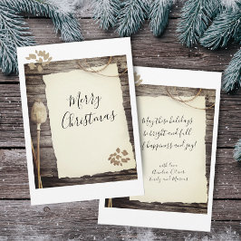 Cartão De Festividades Script Papel Antigo Rústico Feliz Natal 