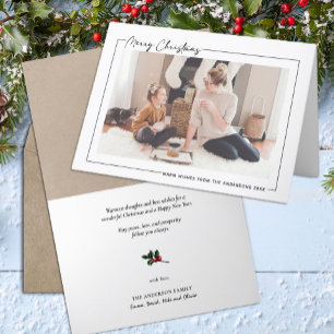 Cartão De Festividades Script preto moderno em uma foto minimalista bege