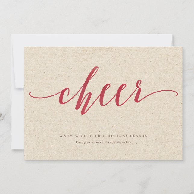Cartão De Festividades Script Red Cheer (Frente)