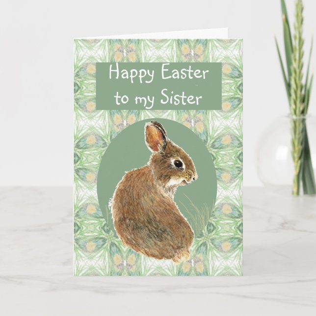 Cartão De Festividades Scripture Easter Greetings Sister Cute Rabbit (Frente)