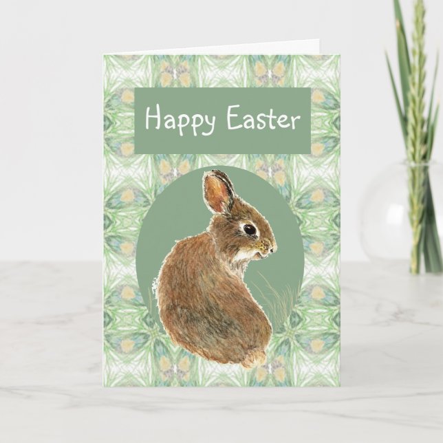 Cartão De Festividades Scripture Easter Greetings with Cute Rabbit (Frente)