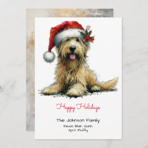 Cartão De Festividades Scruffy Puppy em um Papai Noel Feliz