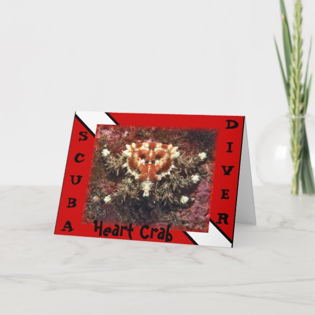 Cartão De Festividades Scuba Diver Heart Crab - Card (Frente)