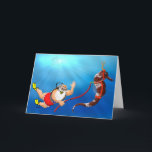 Cartão De Festividades Scuba Diving Santa & Seahorse Christmas Card<br><div class="desc">Our original holiday greeting card featuring a scuba diving Santa Claus and his trusty seahorse is a great way to reach all of your dive buddies during the holiday season.. This card features an easy-to-use template so you can customize it. We put "Merry Christmas" inside, but you can change it...</div>