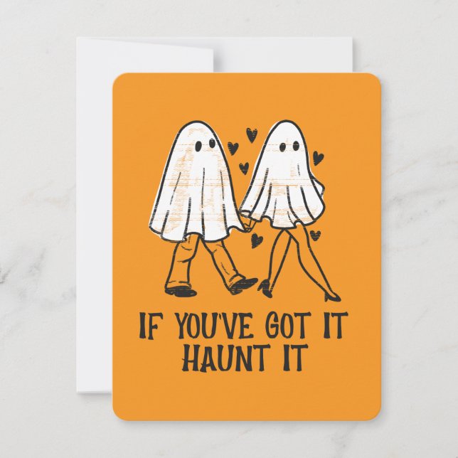Cartão De Festividades Se Você Tem, Assombra Com Isso – Cute Ghost Couple (Frente)