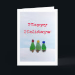 Cartão De Festividades Sea glass, beach glass Christmas Holiday card<br><div class="desc">This is a photo of sea glass Christmas trees on a watercolor painting.  The message on the cover or inside the card can be customized,  if you'd like.  This image is available on other products in my Zazzle store.</div>