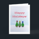 Cartão De Festividades Sea glass, beach glass Christmas Holiday card<br><div class="desc">This is a photo of sea glass Christmas trees on a watercolor painting.  The message on the cover or inside the card can be customized,  if you'd like.  This image is available on other products in my Zazzle store.</div>