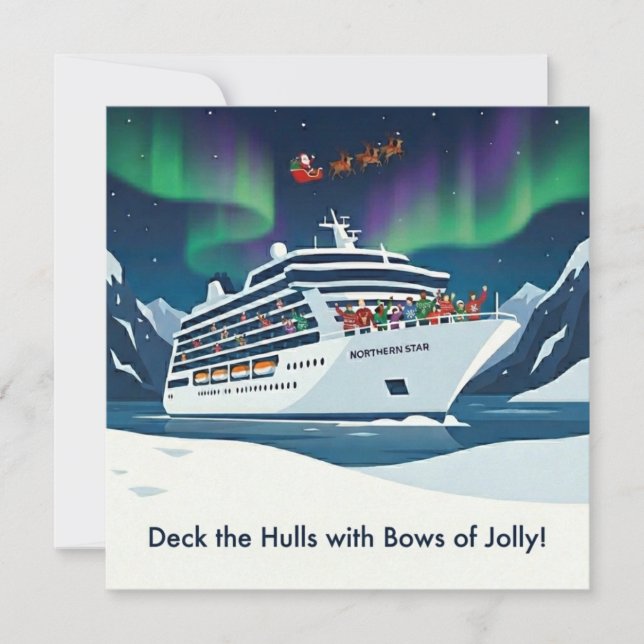 Cartão De Festividades Sea-son’s Greetings. Christmas card for cruisers! (Frente)