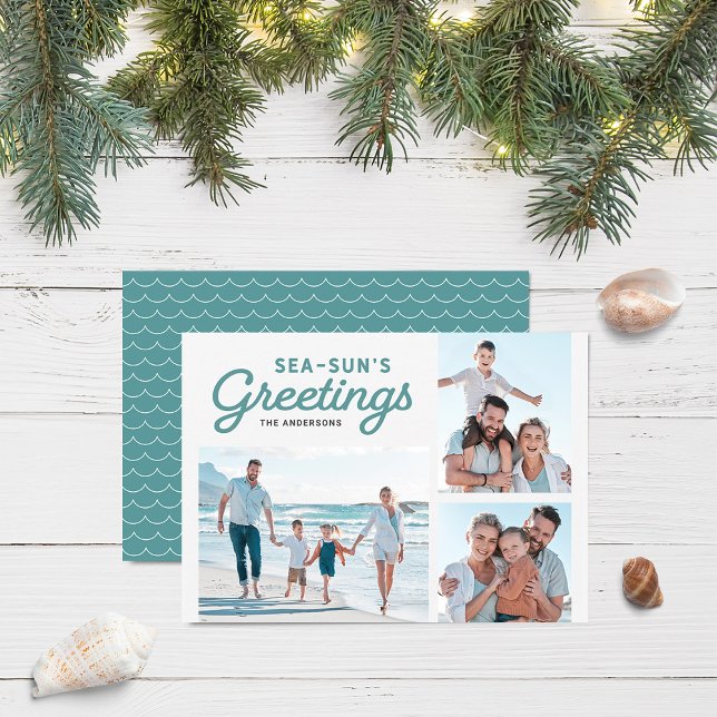 Cartão De Festividades Seafoam Waves Sea-Sun - Foto de Saudações (Criador carregado)
