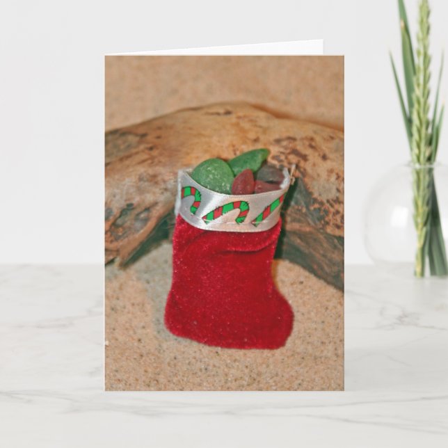 Cartão De Festividades Seaglass Christmas Stocking (Frente)