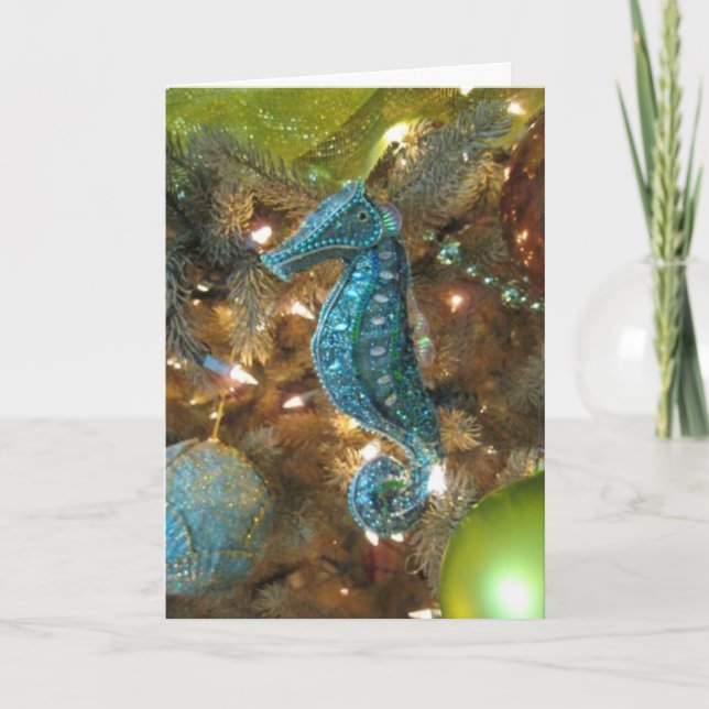 Cartão De Festividades "Seahorse Christmas"  Greeting Card (Frente)