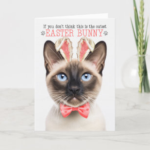Cartão De Festividades Seal Point Siamês Cutest Paster Bunny Gatinho Puns