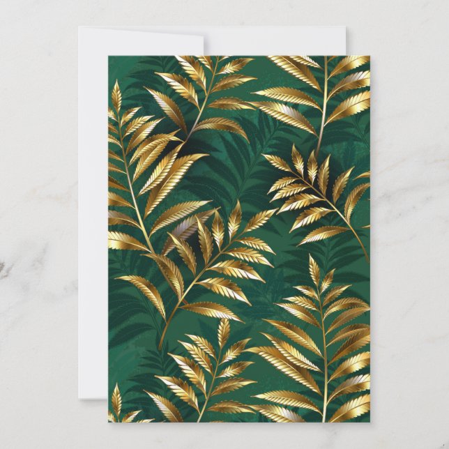 Cartão De Festividades Seamless pattern with golden ferns (Frente)