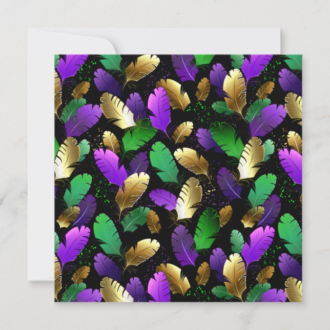 Cartão De Festividades Seamless Pattern with Mardi Gras feathers (Frente)