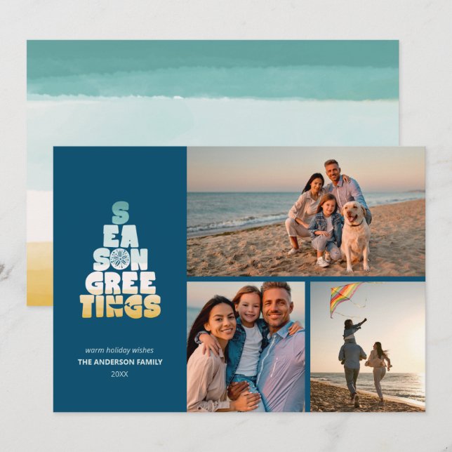 Cartão De Festividades Seas De Praia E Saudações (Frente/Verso)