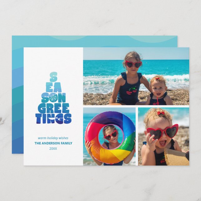 Cartão De Festividades Seas De Praia E Saudações (Frente/Verso)