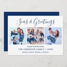 Cartão De Festividades Seas e Saudações de Script de Tinta Caligráfica 3 