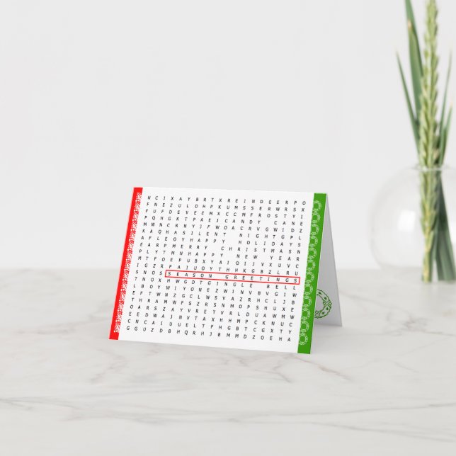 Cartão De Festividades Season Greetings Word Search Card (Frente)
