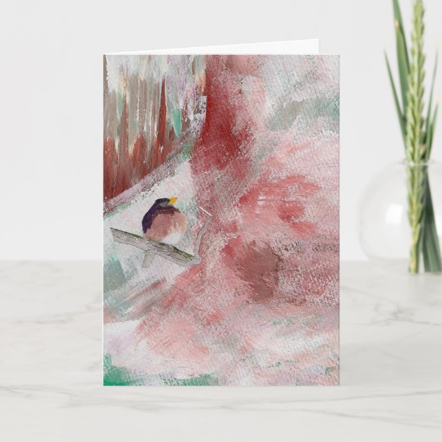 Cartão De Festividades Seasonal Card Bird On Branch E6 (Frente)