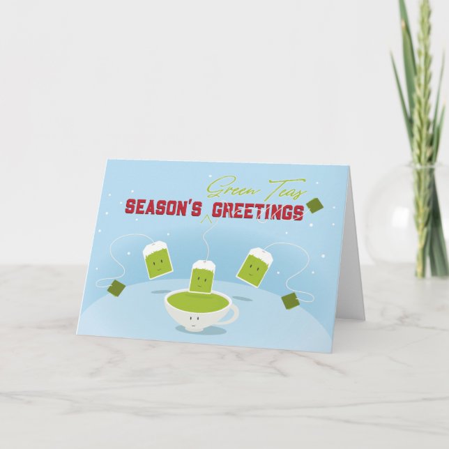 Cartão De Festividades Season's Green Teas | Greeting Card (Frente)