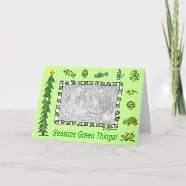 Cartão De Festividades Seasons Green Things Holiday Card (Frente)
